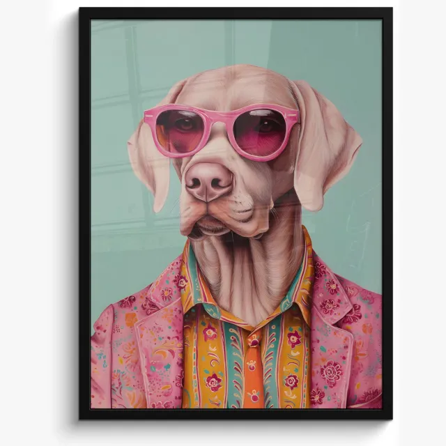 FrameYourWall Poster in lijst - Fotolijst 50x70 cm - Posters - Hond - Overhemd - Bloemen - Bril - Posterlijst zwart - Decoratie - Wanddecoratie woonkamer - Muurdecoratie slaapkamer