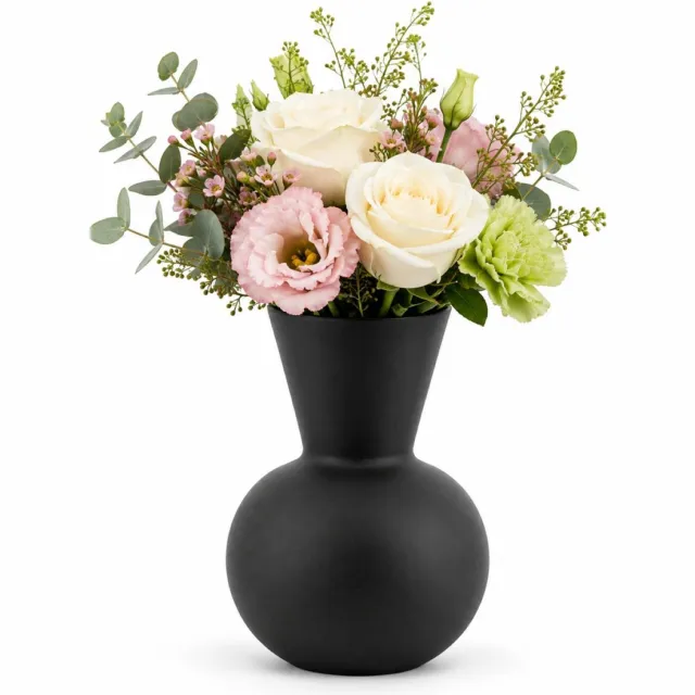 Floran Design bloemenvaas Gaya - zwart - mat glas - 21 x 30 cm - glazen vazen