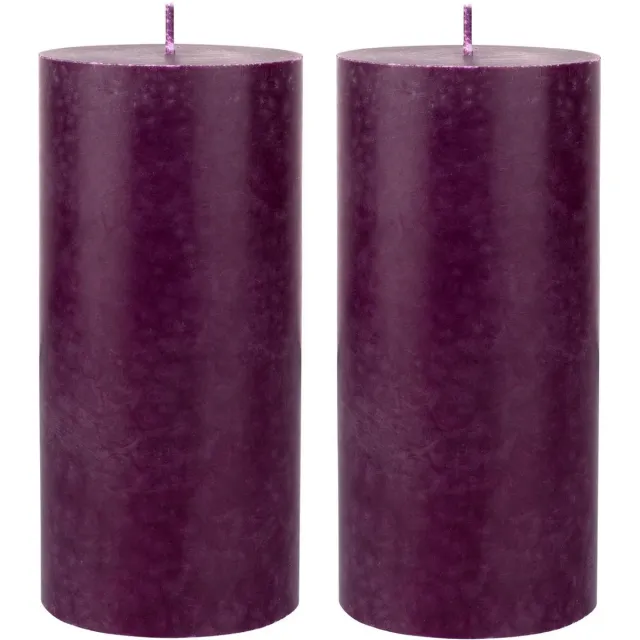 Duni cilinderkaarsen/stompkaarsen - 2x stuks - paars - 15 x 7 cm - 50 branduren - geurloze kaarsen