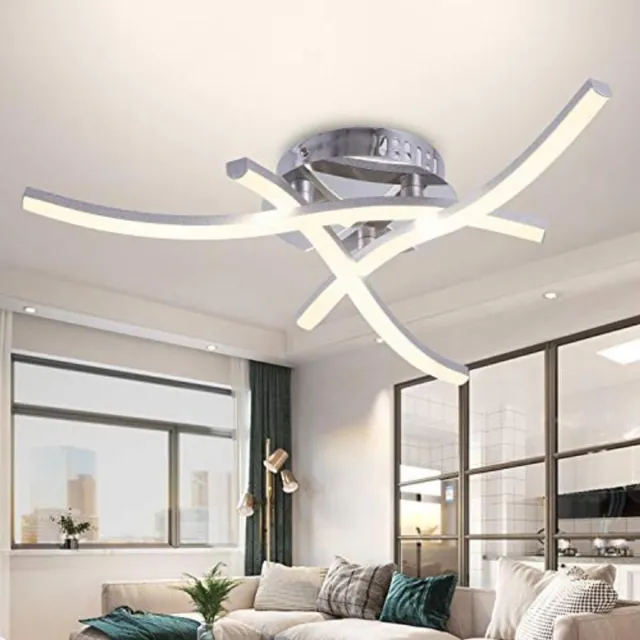 Haobosic Trident Wave LED plafondlamp zilver 18W diameter 36cm warm licht voor woonkamer/slaapkamer/keuken Silvery