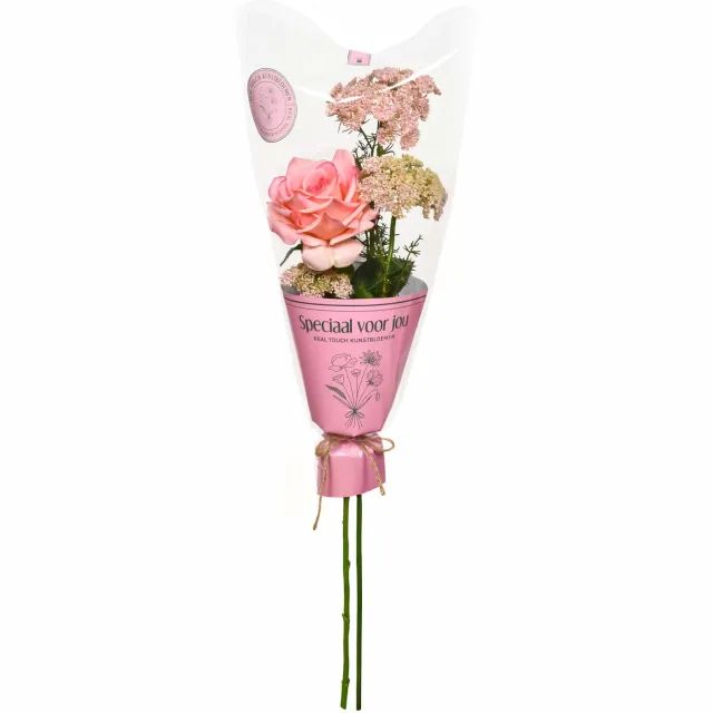 My-Moments.nl Real Touch bloemenboeket – Veel liefs - Kunstbloemen - Cadeau roze