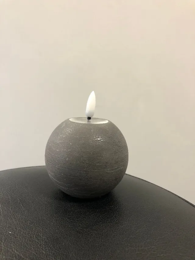 Magic Candles Kaars - Led - Wax - Grijs - Bolvorm