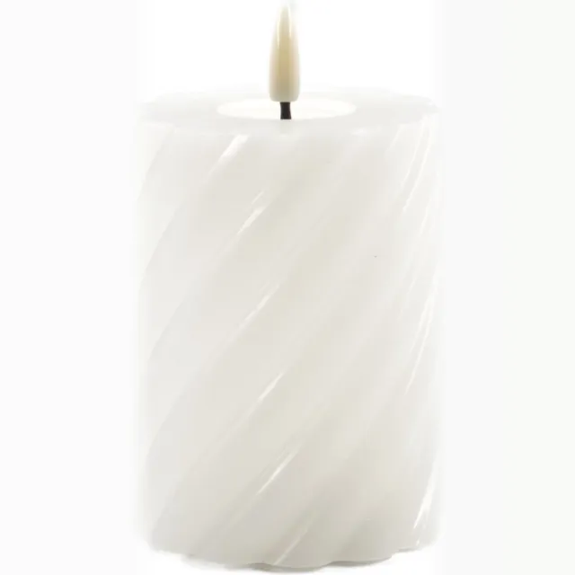 Mansion Atmosphere swirl led kaars ivoor 10x7,5cm Wit