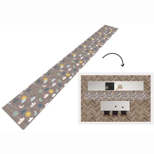 KitchenYeah Keukenloper - Keukenmat - Wolken - Zon - Design - Keuken vloerkleed Multicolor