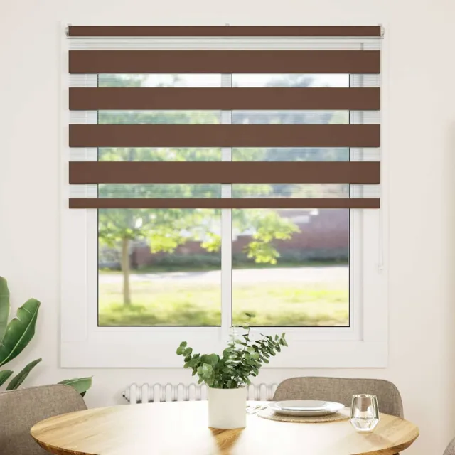 vidaXL Zebra rolgordijn 125x100 cm stofbreedte 120,9cm polyester bruin