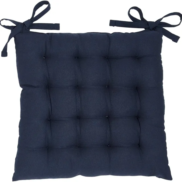 Today Stoelkussen - Katoenen stoelzitting COMFORT, met strik, 38 x 38 cm - marineblauw