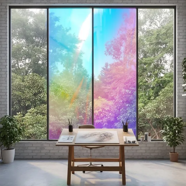 Homewell Holografische raamfolie HR++ 60x200cm - Zonwerend & Isolerend - Statisch Zelfklevend - Zeepbel-effect Multi