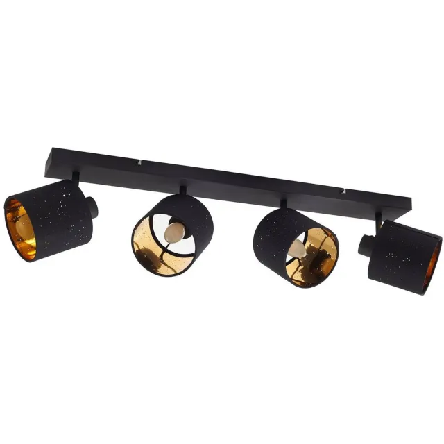 Lindby plafondlamp - 4lichts - Stof, metaal - H: 19 cm - E14 - zwart, goud