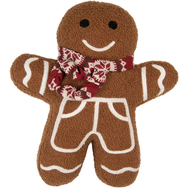 Clayre & Eef Sierkussen Gingerbread man 35x5x44 cm Bruin Polyester