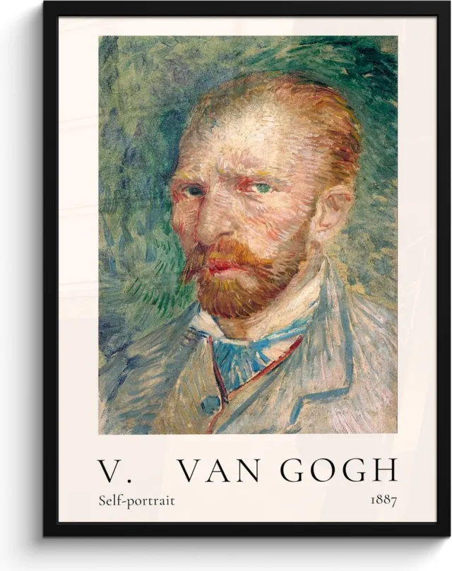 FrameYourWall Poster in lijst - Fotolijst 60x80 cm - Posters - Vincent van Gogh - Self-portrait - Kunst - Oude meesters - Posterlijst zwart - Decoratie - Wanddecoratie woonkamer - Muurdecoratie slaapkamer