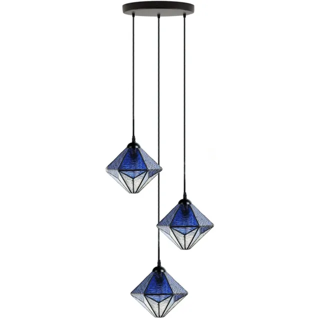 Coloured by Art Tiffany Kroonluchter Akira Blue 3 - Art Deco Trade Blauw