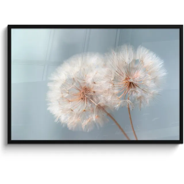 FrameYourWall Poster in lijst - Fotolijst 120x80 cm - Posters - Paardenbloemen - Pluisjes - Wit - Posterlijst zwart - Decoratie - Wanddecoratie woonkamer - Muurdecoratie slaapkamer