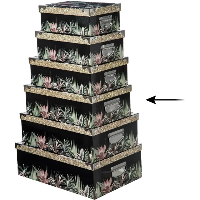 5Five® 5Five Opbergdoos/box - zwart - L40 x B26.5 x H14 cm - Stevig karton - Junglebox