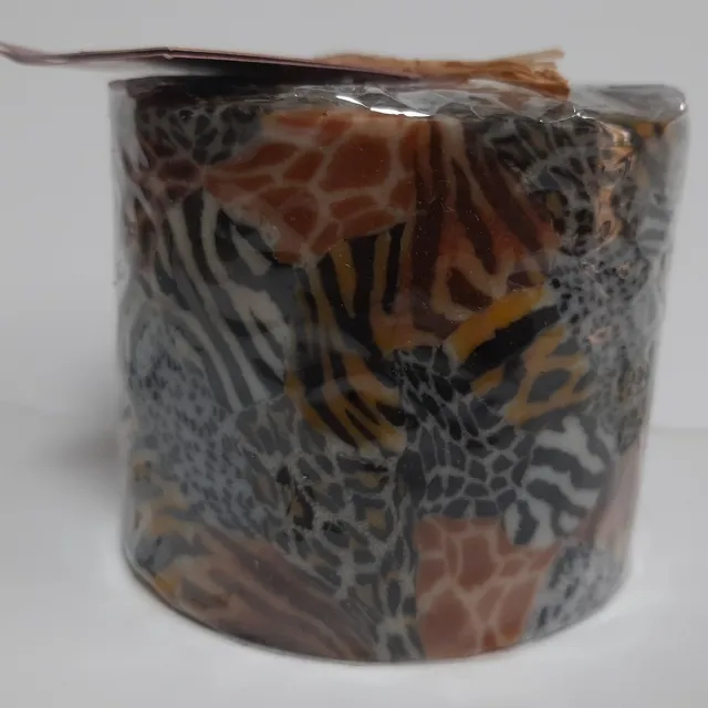 Swazi Candle Swazi kaars fairtrade – dierenprint design – Ø 9 cm – 7 cm hoog bruin