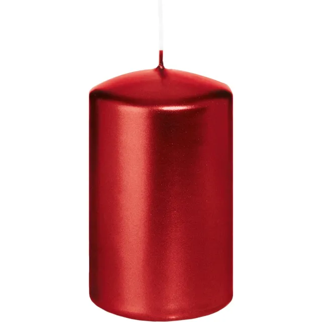 Wiedemann Cilinderkaars/stompkaars - metallic rood - 6 x 8 cm - 29 branduren - zuilkaarsen Donkerrood