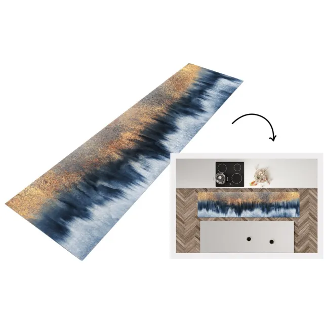 KitchenYeah Keukenloper - Loper keuken - Abstract - Goud - Luxe - Keukenloper vinyl Multicolor