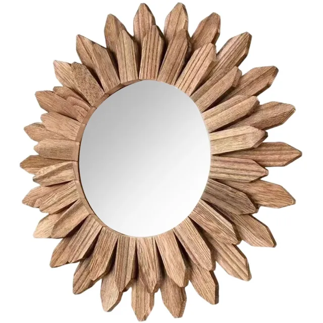 Famanu Kleine ronde wandspiegel met drijfhouten frame, diameter 50 cm, rustiek en natuurlijk bruin, voor badkamer en woonkamer