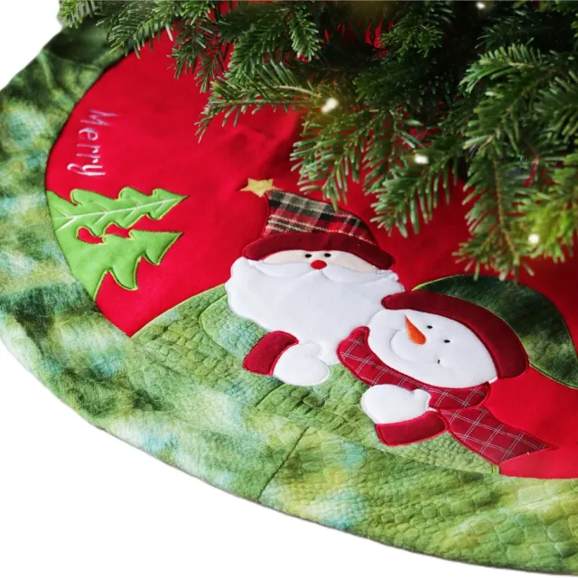 Unique Living Kerstboomrok - kerst thema - rood/groen - D90 cm - polyester - kerstboomkleed