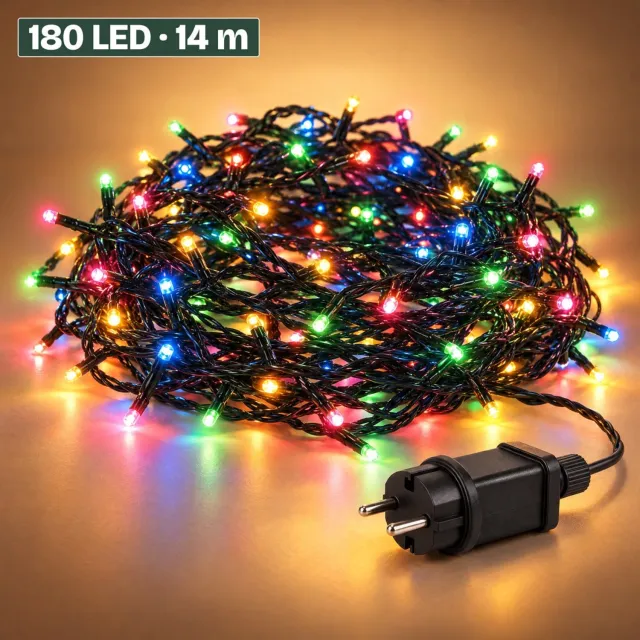 Levano Kerstverlichting Buiten 180 LED 13,5 m Multicolor - Lichtsnoer voor Binnen en Buiten - Kerstlampjes - Buitenverlichting - LED Verlichting - Kerstboomverlichting - Lichtslinger - Kerstlichtjes - Lampjes Slinger - Kerstversiering