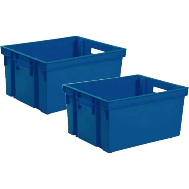 EDA Opbergkrat stapelbaar - 8x - kunststof - 30 Liter - L44 x B35 x H24 cm - blauw
