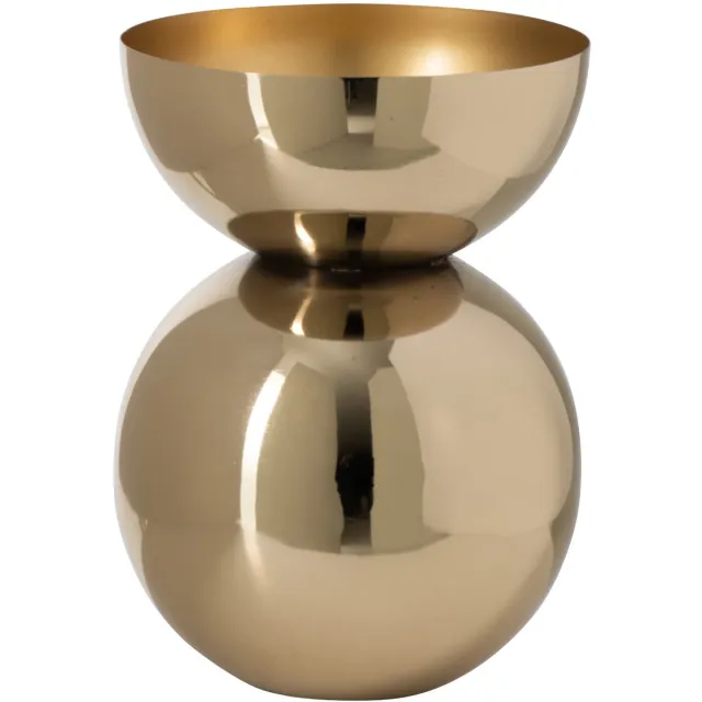 J-Line Ronde glanzende vaas - metaal - goud - small