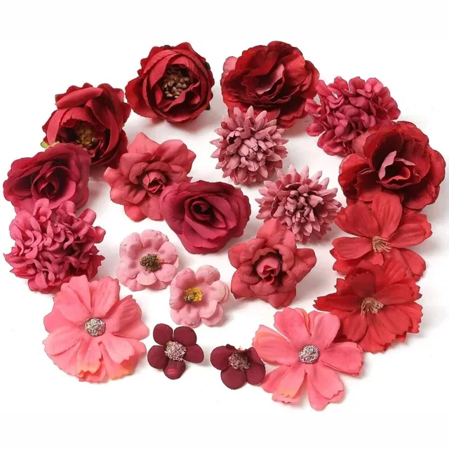 Mini Kunstbloemen - 20 Stuks - Nepbloemen Voor Knutselen & Decoratie - Rood - Kasey