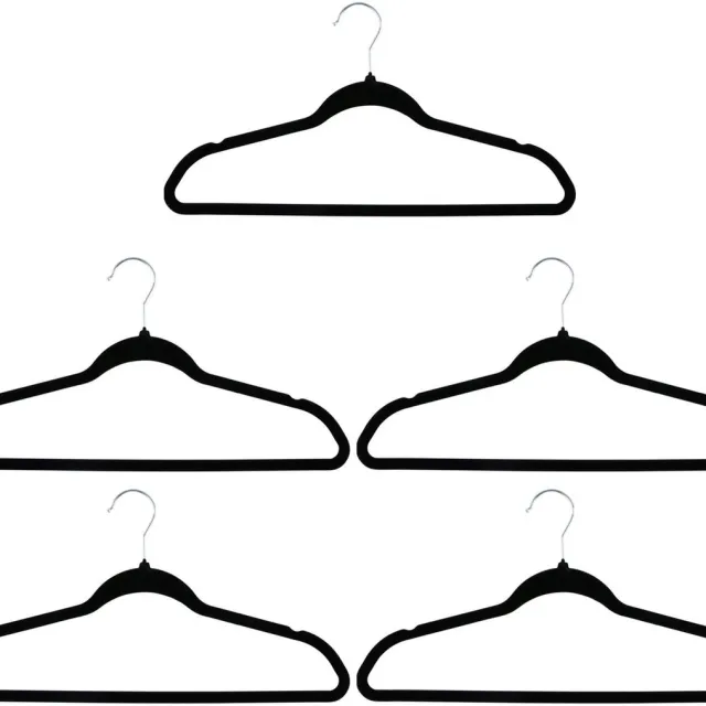 Alpina Fluwelen Kledinghangers – 10 Stuks – Anti-Slip Kleerhangers – Broekhangers – Zwart