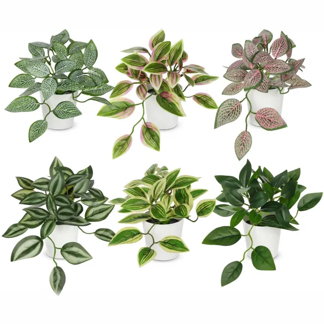 Unyqoos Set van zes decoratieve kunstplanten voor elke ruimte in huis, 20 cm, 6 stuks meerdere