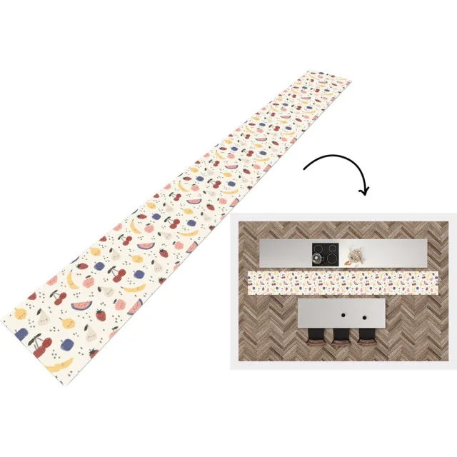KitchenYeah Keukenloper - Keukenmat - Design - Fruit - Kawaii - Patronen - 400x50 cm - Keuken vloerkleed Multicolor