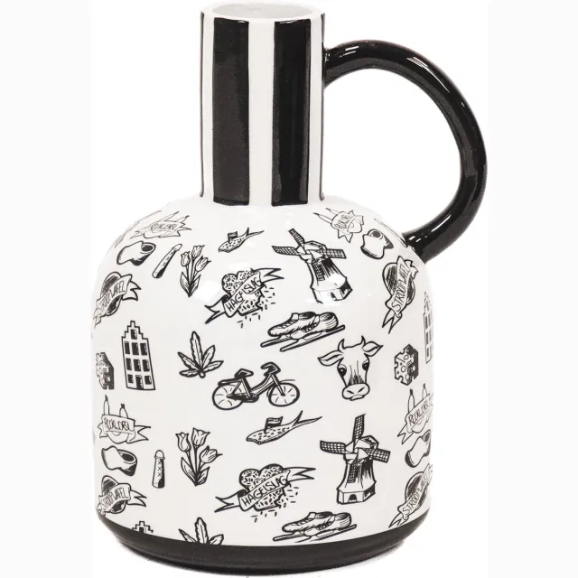 Housevitamin Jug Vaas - Dutch Black - 16x14x21,5cm - Keramiek - Eyecatcher - Dutch Design zwart