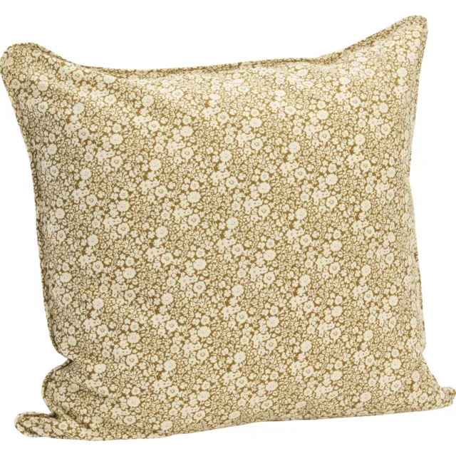 Madam Stoltz vierkante gebloemde sierkussenhoes 50x50 cm - caramel/offwhite caramel/off white