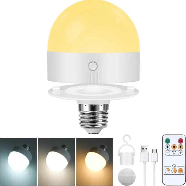 Namajunas nachtlampje - LED-verlichting -buitenverlichting -3 kleurtemperaturen, dimbaar van 10% tot 100%, bedienbaar met afstandsbediening en timer, oplaadbaar, magnetisch, geschikt voor kampeertenten, campers, garages, slaapkamers, tuinen en meer Wit