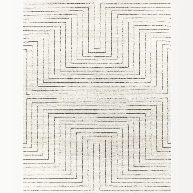 AFK Living Scandinavisch grafisch tapijt zacht en pluizig MINOS beige
