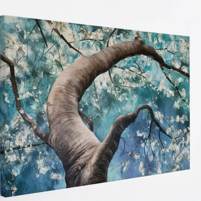 Saammp Canvas Schilderij - boom met witte bloemen - Natuur - 150x100 - Foto op canvas - Wanddecoratie - Muurdecoratie Woonkamer - Kantoor Decoratie Multicolor