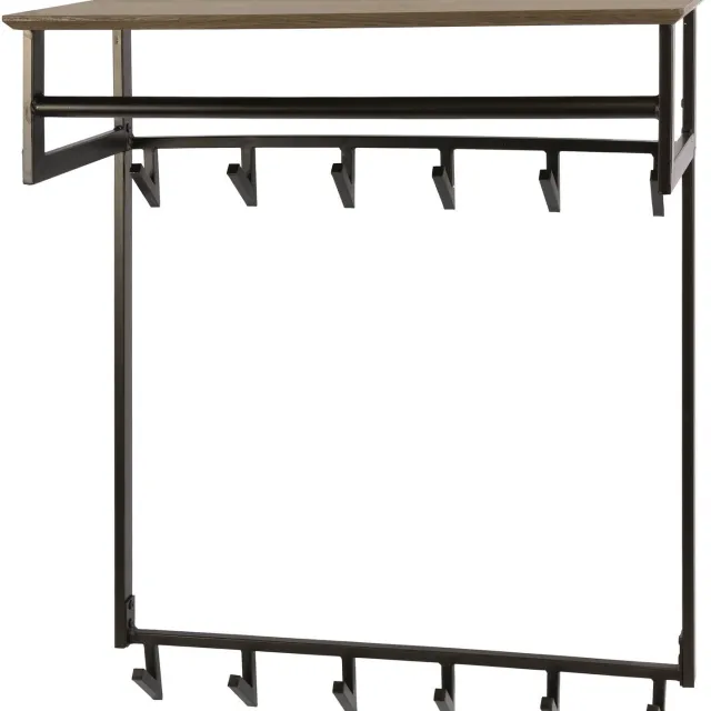 Nest of Nora Kapstok Dova - Met 12 haken en hoedenplank - Drift brown / bruin stalen frame - Metalen kapstok voor jassen Brons
