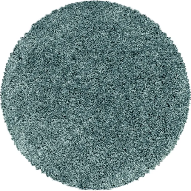 Muratap Monaco Soft Rond Shaggy Hoogpolig Vloerkleed Blauw / Turquoise- 200 CM Ø
