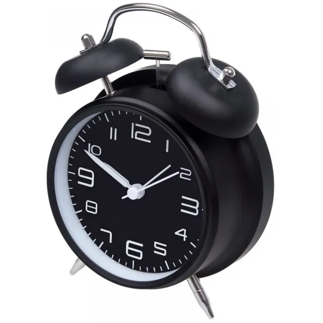 longziming Dubbele Klokwekker met Nachtlicht – Extra Luide Alarm met 4 Inch Wijzerplaat – Stille Analoge Wekker zonder Tikken – Batterij Aangedreven Retro Design (Zwart)