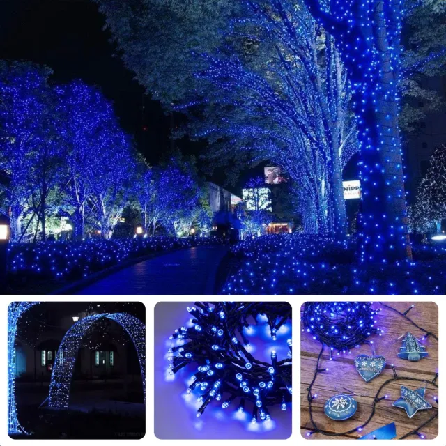Cheqo Kerstverlichting voor Buiten - Kerstboomverlichting - Kerstlampjes - 40 LED's - 3M - Blauw - Timer - 8 Lichtfuncties