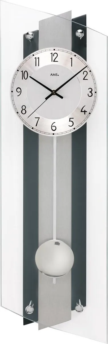 AMS wandklok Quartz zwart