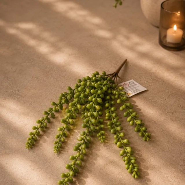 Home Senecio - Decoratieve - Kunst hangplant - Pearl - Groene Erwtjes - Lengte 30 cm