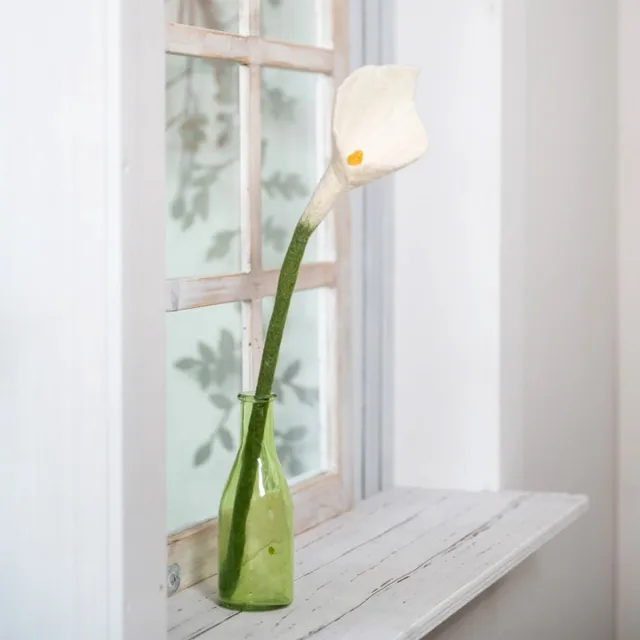Sjaal met Verhaal Fairtrade Vilt - Bloem Calla Wit - Wit&Groen - 50cm - Homedeco Calla-Wit