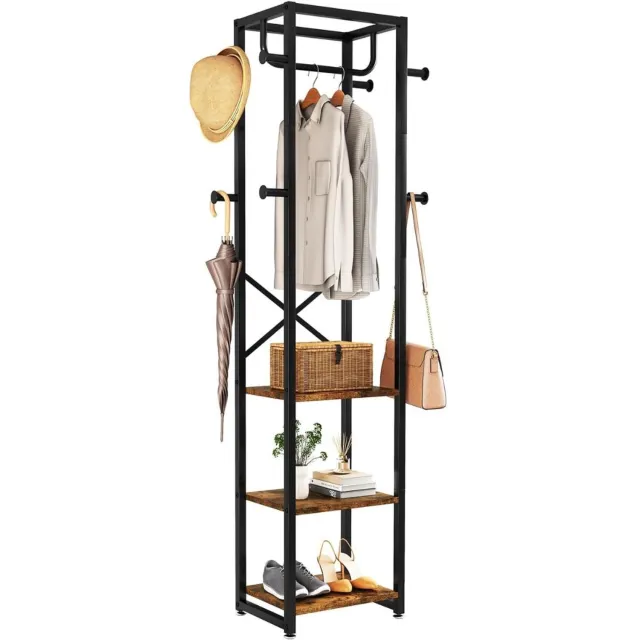 ApexArte® Kapstok Staand - Garderoberek - Kledingrek Haken- Industrieel - Jassenrek Zwart