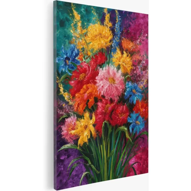 Saammp Canvas Schilderij - bloemen - Kleurrijk - 40x60 - Foto op canvas - Wanddecoratie - Muurdecoratie Woonkamer - Kantoor Decoratie Multicolor