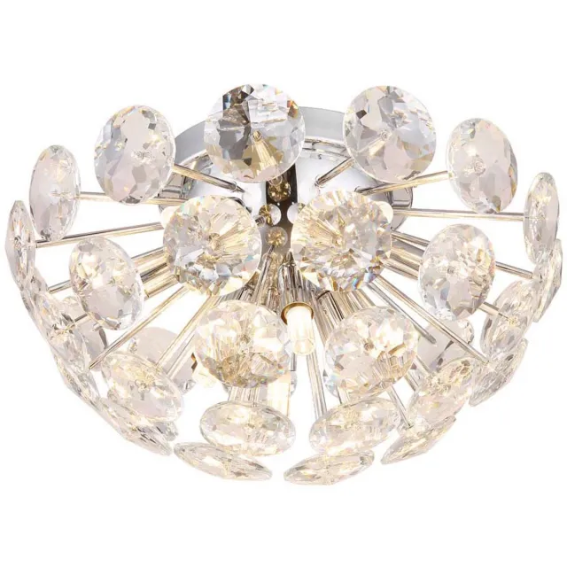 Globo Lighting Plafondlamp Kristallen woonkamerlamp 10-vlammig Helder D 39 cm Duidelijk