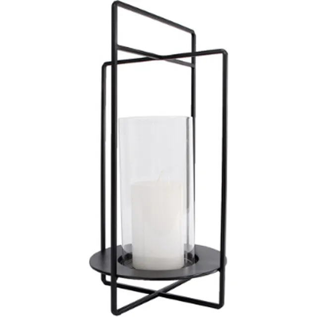 Dulaire Windlicht Modern Zwart Metaal 29 cm