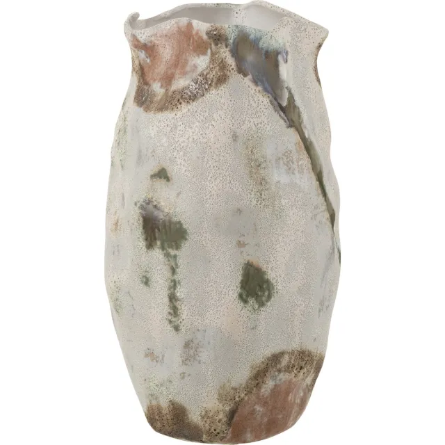 J-Line vaas Maan Cilinder - keramiek - mix - 46 cm hoog Beige