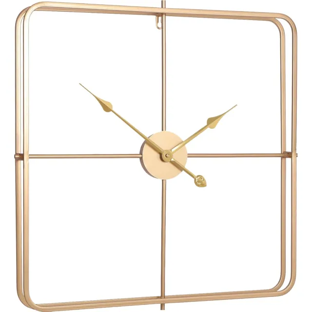 LW collection Moderne gouden Klok 80cm - Grote industriële wandklok goud - minimalistische vierkante wandklok industrieel