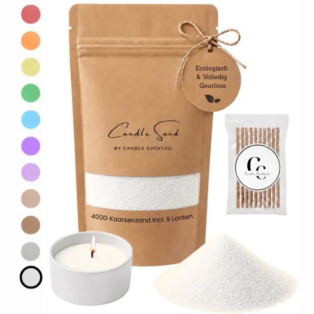 Candle Cocktail Kaarsenzand | Candle Cocktail | Pearly White | 400g Incl. 8 Lonten | Candle Sand | Kaarsparels | Zandkaarsen Wit