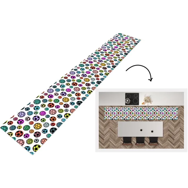 KitchenYeah Keukenloper - Keukenmat - Patronen - Voetbal - Sport - Keuken vloerkleed multicolor