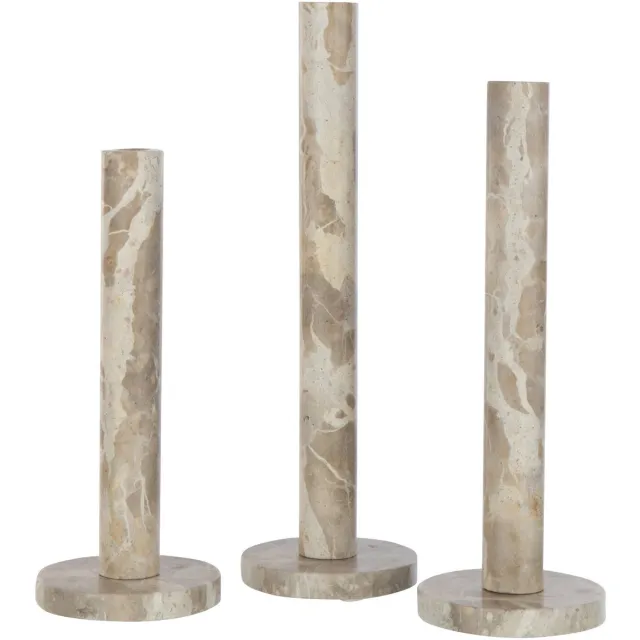 J-Line kaarshouder Marmer - steen - beige - set van 3
